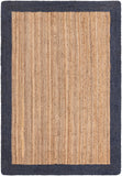 Unique Loom Braided Jute Goa Hand Braided Border Rug Natural, Navy Blue 6' 1" x 9' 0"