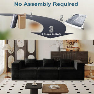 English Elm Modular Sectional Couches - Ultra-Comfortable Memory Foam Sofa With Stylish Corduroy, No Assembly Needed! W3434S00022