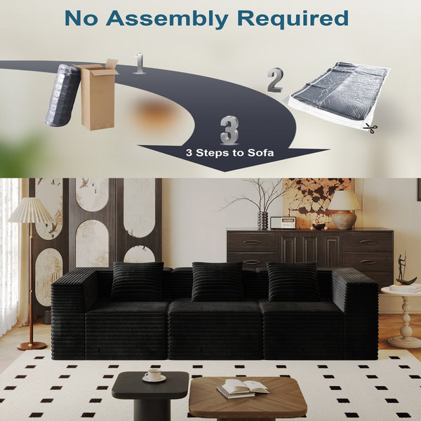 English Elm Modular Sectional Couches - Ultra-Comfortable Memory Foam Sofa With Stylish Corduroy, No Assembly Needed! W3434S00022