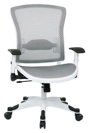 OSP Home Furnishings White Mesh Ergonomic Manager Office Chair with Lumbar Support and Synchro Tilt Control White 317W-W11C1F2W