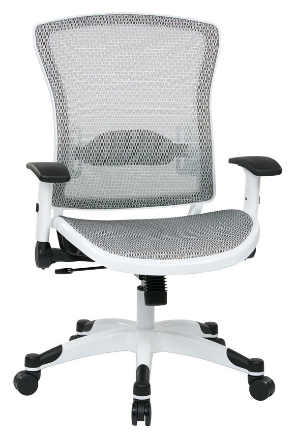 OSP Home Furnishings White Mesh Ergonomic Manager Office Chair with Lumbar Support and Synchro Tilt Control White 317W-W11C1F2W