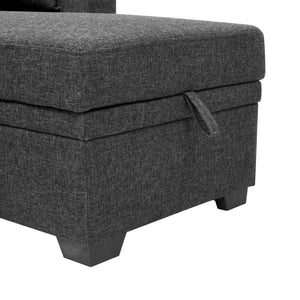 English Elm 76.5" Chenille Tufted Sectional Sleeper Sofa with Reversible Chaise and Hidden Storage B2748S00004