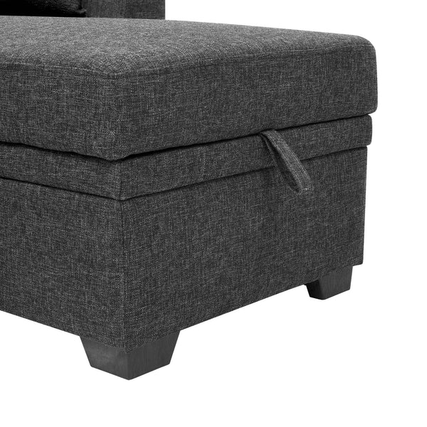 English Elm 76.5" Chenille Tufted Sectional Sleeper Sofa with Reversible Chaise and Hidden Storage B2748S00004