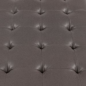 English Elm Tufted Faux Leather Button Top Coffee Table with Metal Legs for Modern Living Rooms B2748P493810