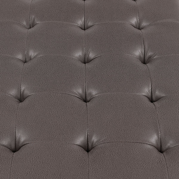 English Elm Tufted Faux Leather Button Top Coffee Table with Metal Legs for Modern Living Rooms B2748P493810