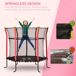 English Elm Soozier Kids Trampoline Spring Free Bungee Design with Safety Enclosure Net Indoor Outdoor W2225P217340
