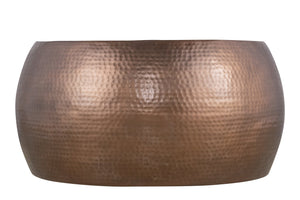 English Elm CT501 Hand-Hammered 32" Round Aluminum Coffee Table with Drum Silhouette and Timeless Texture Copper G150108434