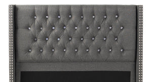English Elm QUEEN Upholstered Bed Blue Gray with Polyester Fabric & Wood Frame, Headboard 47"H, Stylish Kingly Look B089S00129