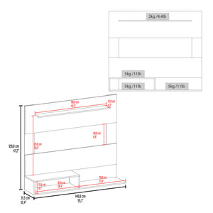 English Elm FM Irmo Wall-Mounted Entertainment Center with Shelves — Space-Saving Modern TV Panel and Display Shelf for Organized Living Room Decor White 61 L x 22 W x 4 H B128P283290