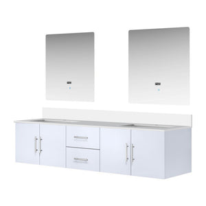 English Elm Glossy White Double Bath Vanity 80in W x 22in D with White Quartz Top, Soft-Close Storage & 30in LED Mirrors B2731S00885