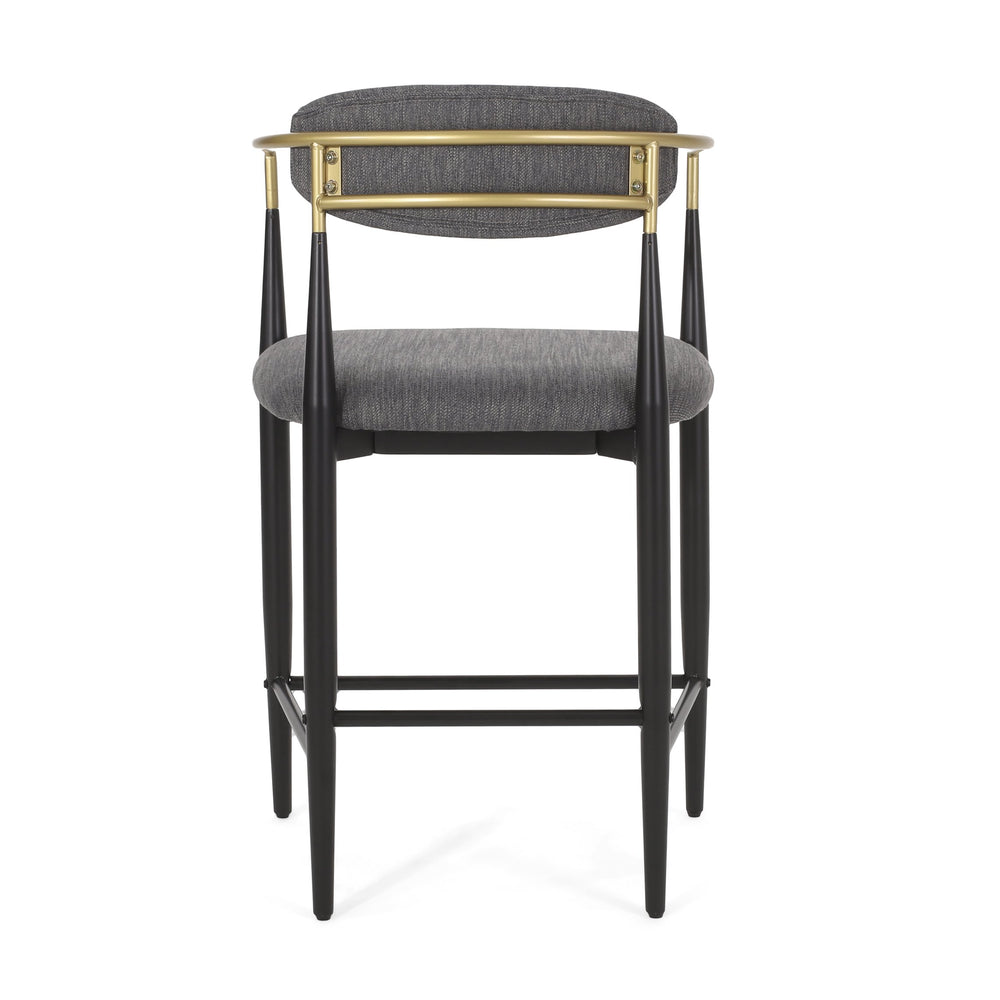 English Elm Christopher Knight Home® - Counter Stools Set Of 2 - Modern Charcoal Fabric With Black & Gold Iron Frames For Chic Dining N771P249370C