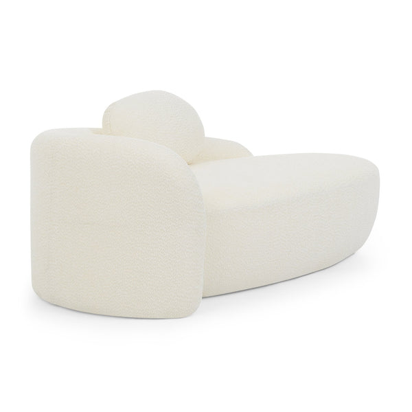 English Elm Modern Oval Boucle Lounge Chair Sculptural Integrated Armrest for Bedroom Living Room Beige W487P456129