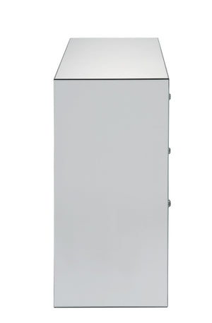 English Elm Sonia Mirrored Console Cabinet with Faux Agate Inlay and Crystal Knob Hardware B2726P446684