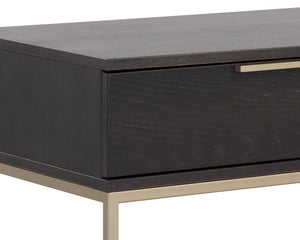 Sunpan Rebel Nightstand - Modern Oak Wood Design with Soft Closing Drawer and Elegant Gold Hardware Accents Large - 38W x 20D x 27.25H
