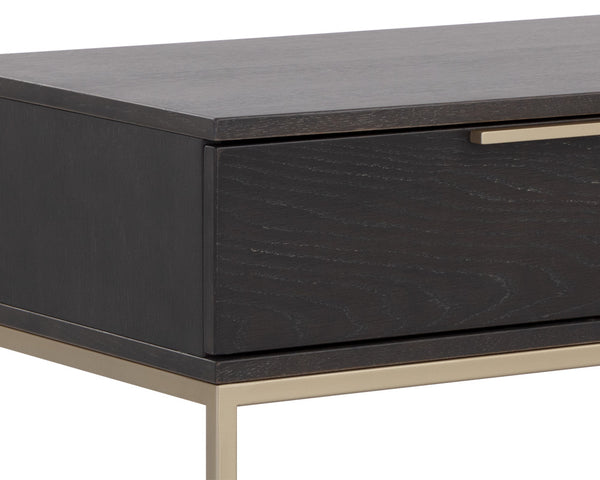 Sunpan Rebel Nightstand - Modern Oak Wood Design with Soft Closing Drawer and Elegant Gold Hardware Accents Large - 38W x 20D x 27.25H