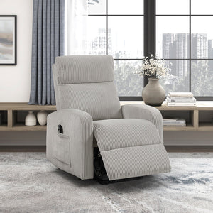 English Elm Contemporary Power Lift Chair Recliner with Plush Corduroy, Foam-Over-Coil Support & Side Pocket Light Gray 31 L x 29 W x 24 H B011P395832