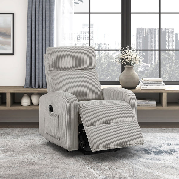 English Elm Contemporary Power Lift Chair Recliner with Plush Corduroy, Foam-Over-Coil Support & Side Pocket Light Gray 31 L x 29 W x 24 H B011P395832