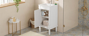 English Elm 18" French Style Vanity with Ceramic Sink Soft Close Door and Adjustable Shelf White N710P415332K