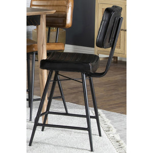 English Elm Senko Leather Channel Tufted Counter Stools with Iron Frame for Bar or Kitchen Set of 2 Antique Espresso B062P447997