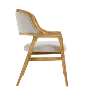 English Elm Mid-century Modern Upholstered Dining Arm Chairs with Rubberwood Frame Set of 2 Beige,Natural N768P382497N