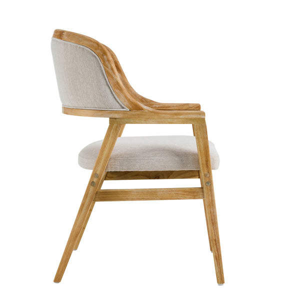 English Elm Mid-century Modern Upholstered Dining Arm Chairs with Rubberwood Frame Set of 2 Beige,Natural N768P382497N