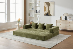 English Elm UNITED Folding Sofa Bed with Removable Cover Zipper, Chenille Memory Foam Sleeper for Small Spaces Green W1568P293807