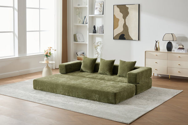 English Elm UNITED Folding Sofa Bed with Removable Cover Zipper, Chenille Memory Foam Sleeper for Small Spaces Green W1568P293807