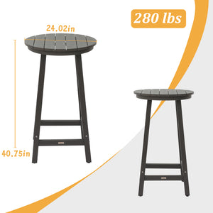 English Elm Patio Square Bar Table Weather Resistant Hips Wood Grain Finish for Deck or Pool T3609P482829