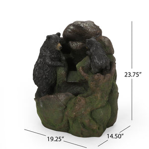 English Elm Christopher Knight Home® - 23.75" Hand Crafted Weather-Resistant Floor Fountain with LED Underwater Lights, Faux Stone Moss Black, 23.75" 71776.00MBLK
