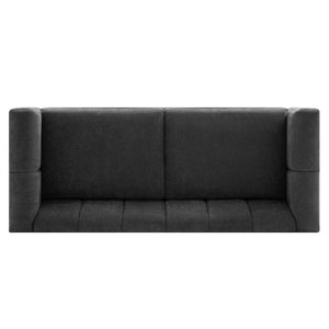 English Elm Modern Chenille Loveseat with Pocket Spring Support for Apartment Living Rooms Dark Grey N763S000070R