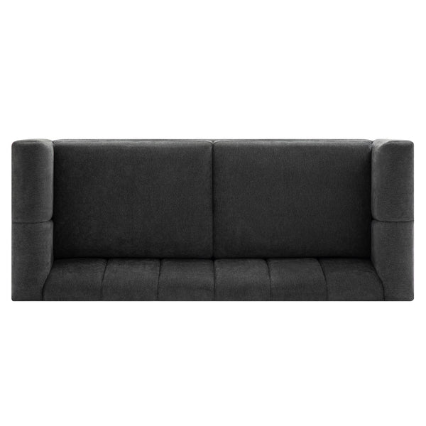 English Elm Modern Chenille Loveseat with Pocket Spring Support for Apartment Living Rooms Dark Grey N763S000070R