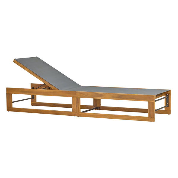 English Elm Mia Outdoor Acacia Wood Chaise Lounge with Breathable Mesh for Pool Deck or Patio N776P301491D