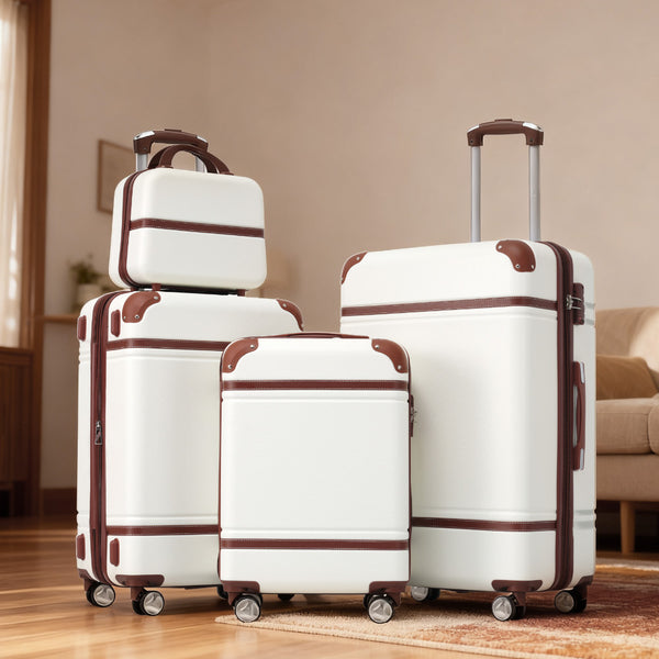 English Elm Hardshell Abs Spinner Luggage Set Four Piece Expandable Tsa Lock Travel Suitcases White N732P170218K