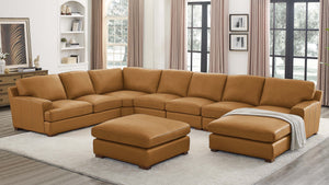 English Elm Leather Match Modular Sectional Sofa Top Grain Upholstered L Shaped Living Room Ginger B2748S00031