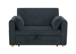 English Elm Mireille Corduroy Convertible Sleeper Loveseat with Usb Charging and Storage Pockets Black B2749P413228