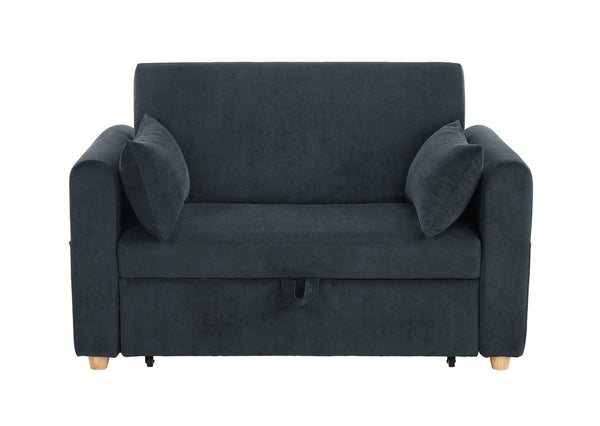English Elm Mireille Corduroy Convertible Sleeper Loveseat with Usb Charging and Storage Pockets Black B2749P413228