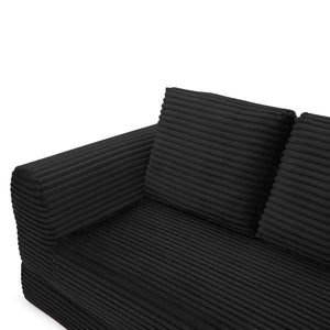 English Elm 2-in-1 Corduroy Futon Sofa Sleeper with Foam Fill and Modular Floor Profile Black W1117P417295