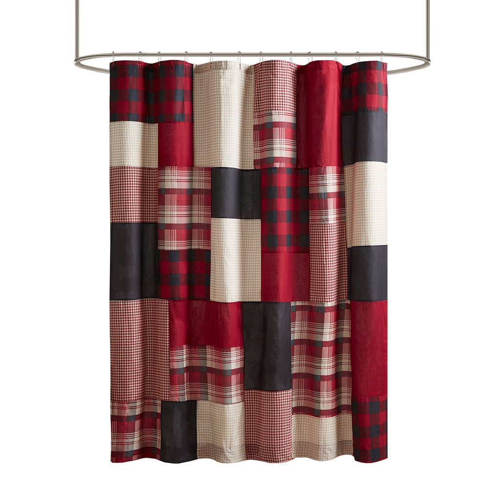 JLA Home Woolrich - 100% Cotton Shower Curtain Woolrich Sunset Collection Plaid & Solid Panels Rustic Lodge Charm, 72x72 WR70-1814