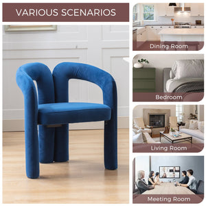 English Elm Contemporary Velvet Upholstered Dining Accent Chair with Curved Back, Steel Frame, Plush Foam Comfort Navy W395103722