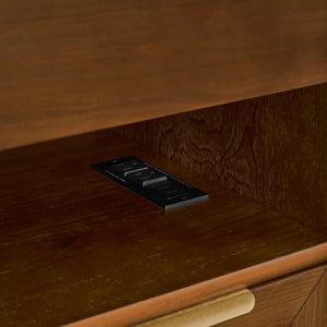 English Elm Mid Century Modern Nightstand With Usb Charging Ports, Glass Drawer & Ample Storage For Any Room W1801P303389