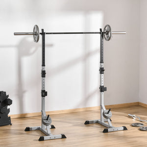English Elm Soozier Adjustable Steel Squat and Bench Press Rack Pair for Home Gym 440 Lb W2225P249731