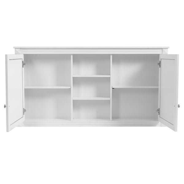 English Elm 55 Inch Wall Mount Medicine Cabinet Dual Mirrored Doors Soft Close Bathroom Vanity Storage White N710P401342K