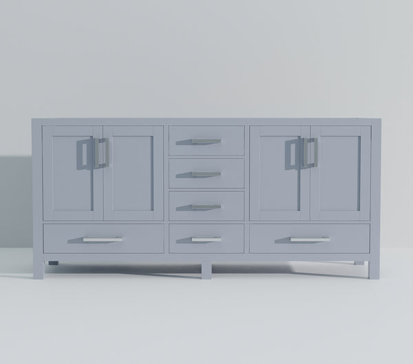 English Elm Dark Grey Double Bath Vanity - Stylish 72" W X 22" D Cabinet With Ample Storage & Soft-Close Drawers B2731P258907