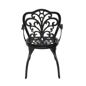 English Elm Vigo Cast Aluminum Outdoor Dining Chairs Ornate Scrollwork Bronze Patio Set of 2 N776P381203C