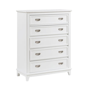 English Elm Gray Lacquer Five Drawer Vertical Dresser with Nickel Pulls for Modern Bedroom Storage White B011P463884
