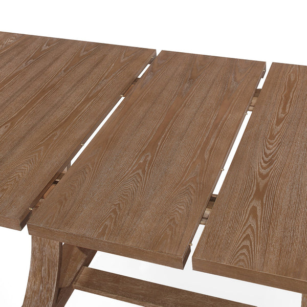 English Elm 63.00"-78.75" Extendable Farmhouse Dining Table Rubberwood X-frame Base Seats Eight Natural N771P347924G_N771P347925G