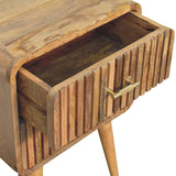 English Elm Solid Wood T-Bar Ridged Nightstand