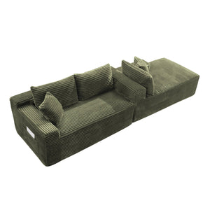 English Elm 94.5" Jumbo Corduroy L-shaped Cloud Sectional Deep Seat Lounge Sofa for Living Room W5515P479911