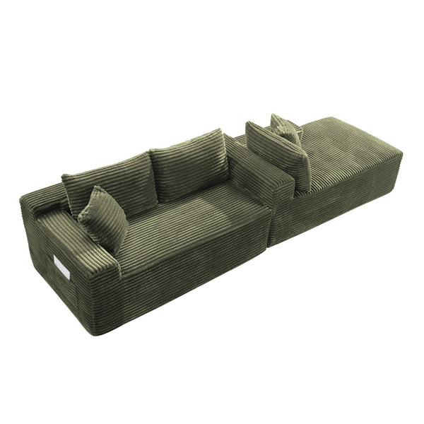 English Elm 94.5" Jumbo Corduroy L-shaped Cloud Sectional Deep Seat Lounge Sofa for Living Room W5515P479911