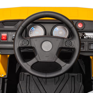 English Elm Qaba 12v Kids Dump Truck Ride on with Electric Bed Shovel and Spring Suspension W2225P249822